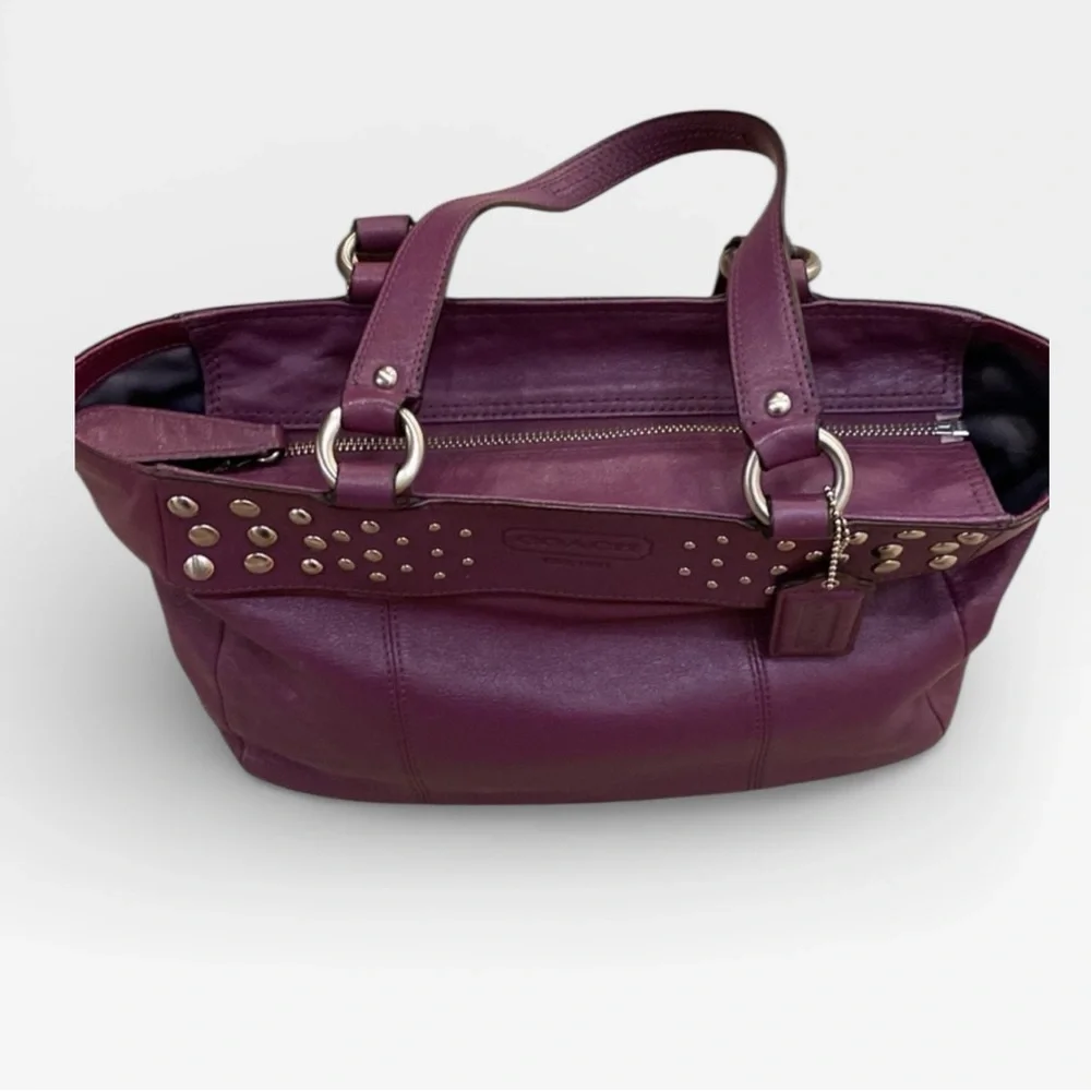 Vintage Coach Eggplant Purple Soft Leather Tote Bag with Original Tag - Picture 11 of 12